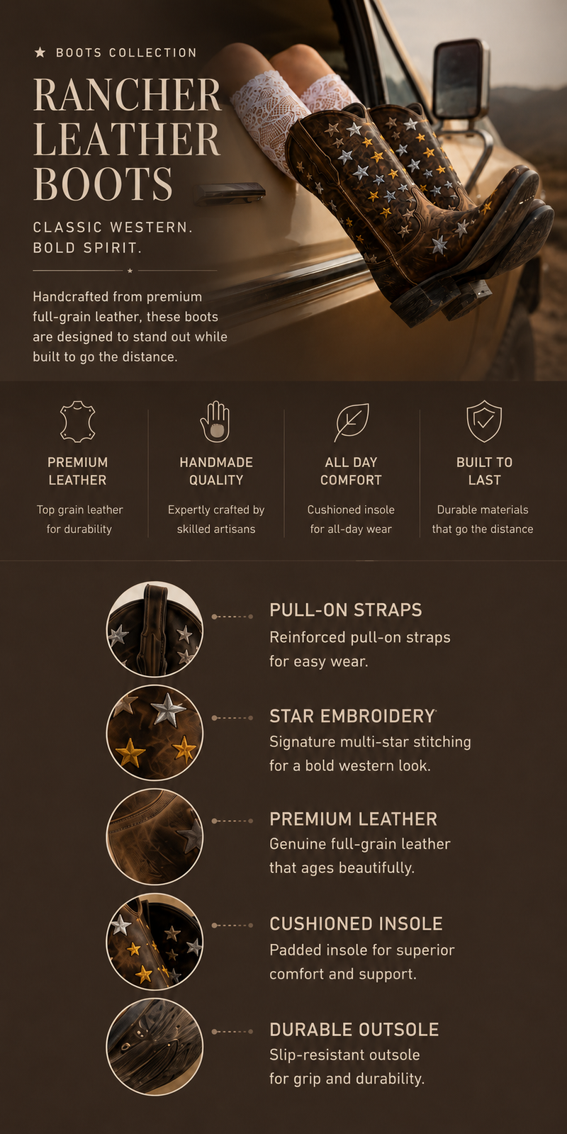 Rancher leather boots